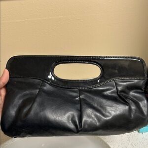 Chic Black Synthetic Leather Clutch